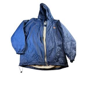 Vintage Auburn Tigers Hooded Jacket Mens XL Russell Athletic Blue Fleece Lined